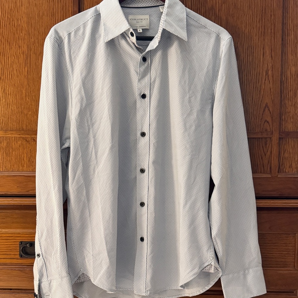 Con.Struct Slim Fit Micro Dot Performance 4 Way Stretch Button Down Cooling